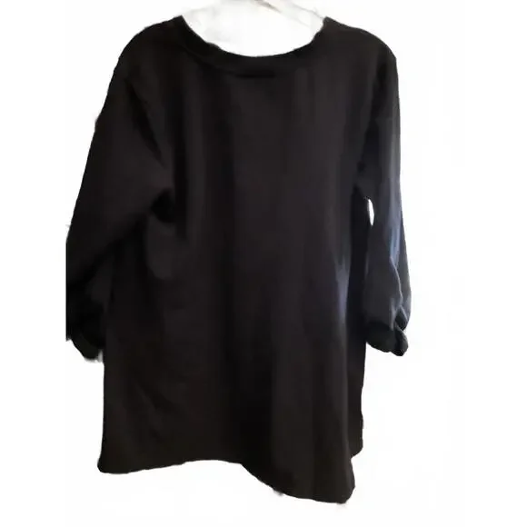 Susan Graver Navy Blue V Neck Sweatshirt Tunic Size Large - Picture 6 of 7